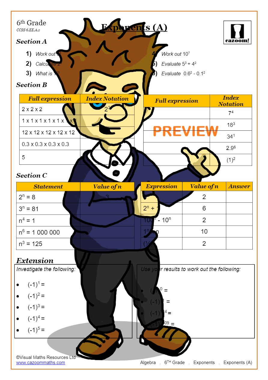 Indices Math Worksheets Printable Index Notation Worksheets